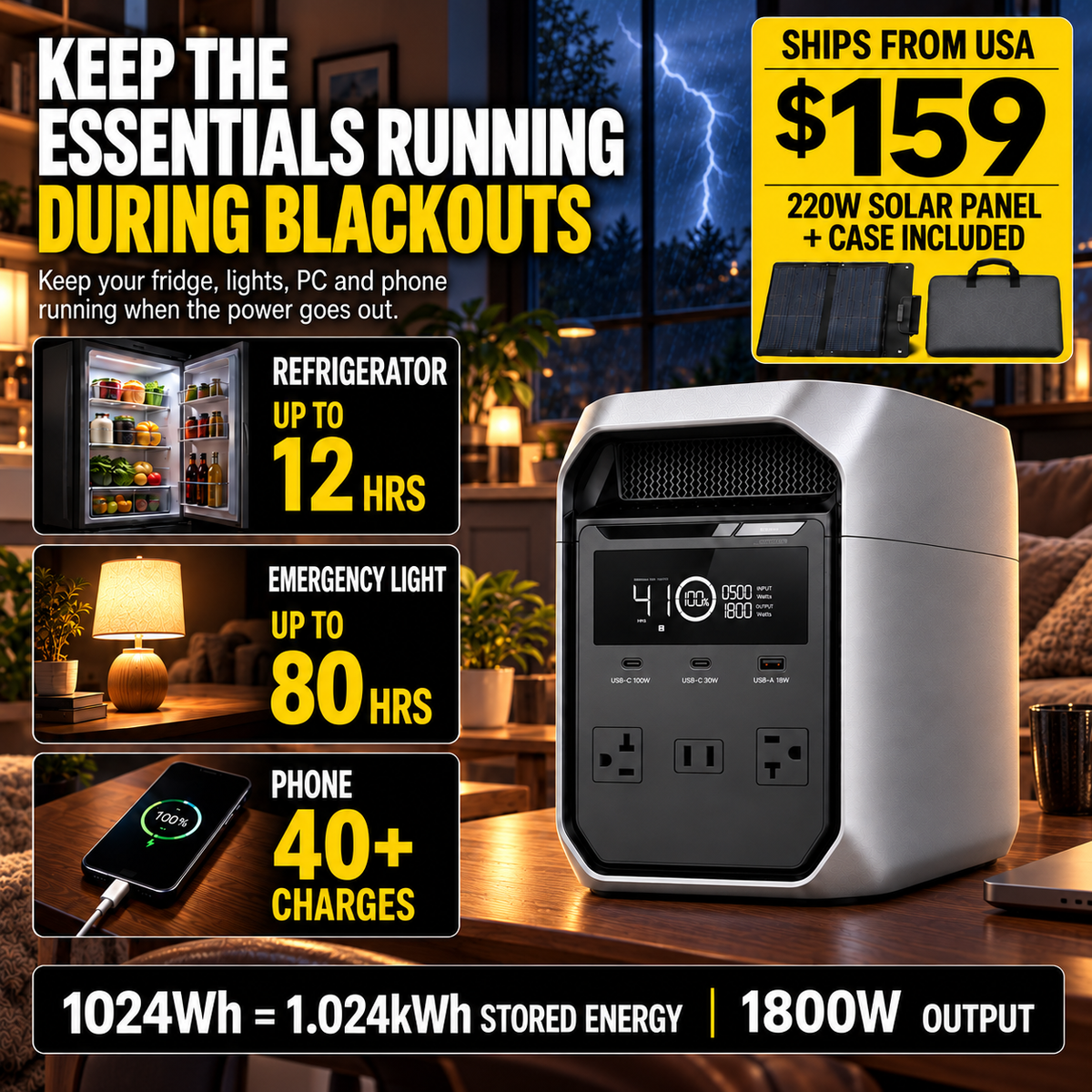 1024Wh Portable Power Station